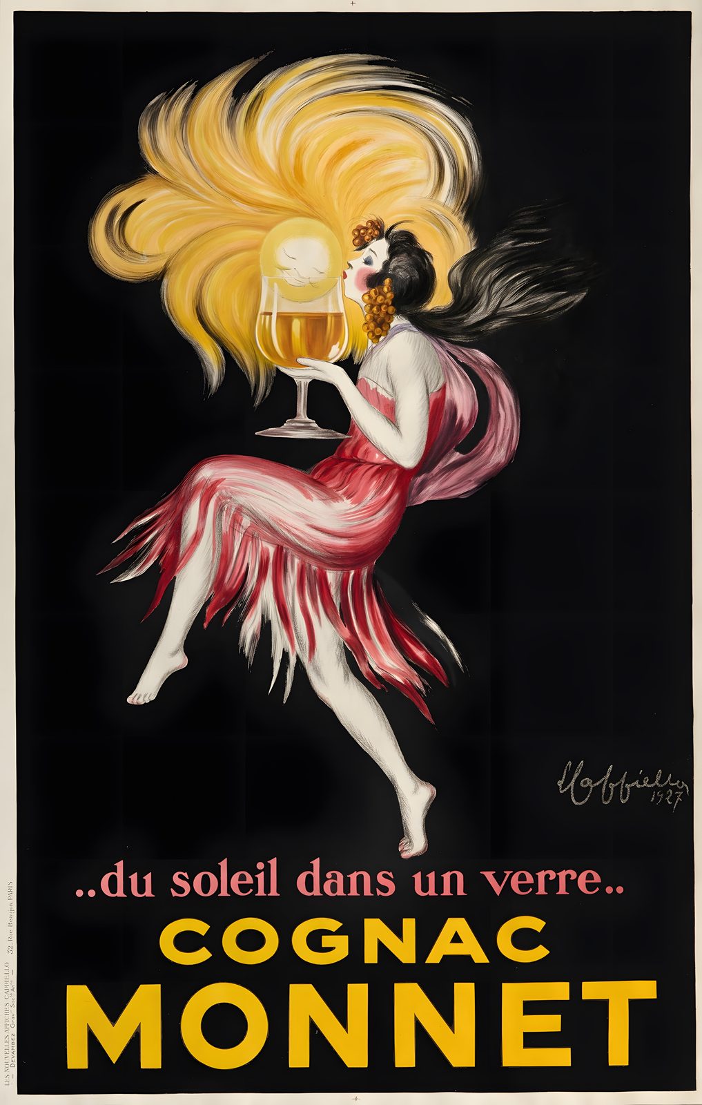 Cognac Monnet (1927) — vintage Belle Époque poster, fine art giclée print