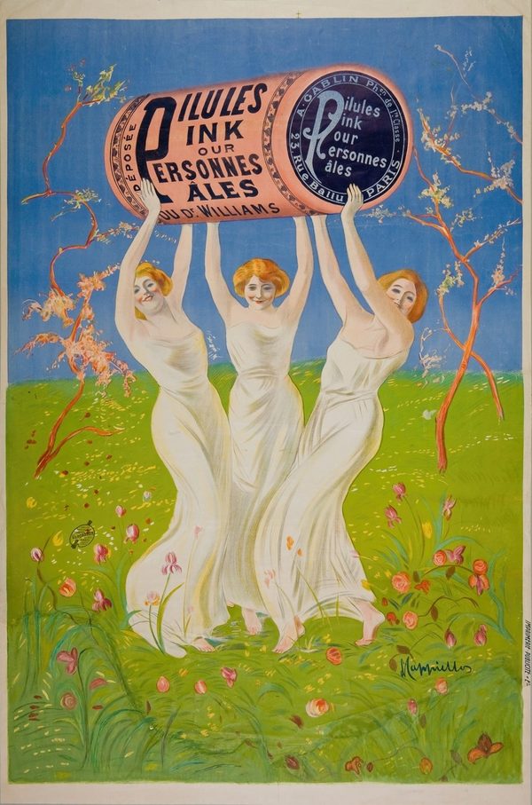Pilules Pink (c. 1909) — vintage Belle Époque poster by A. Gablin, Pharmacien, Paris, fine art giclée print